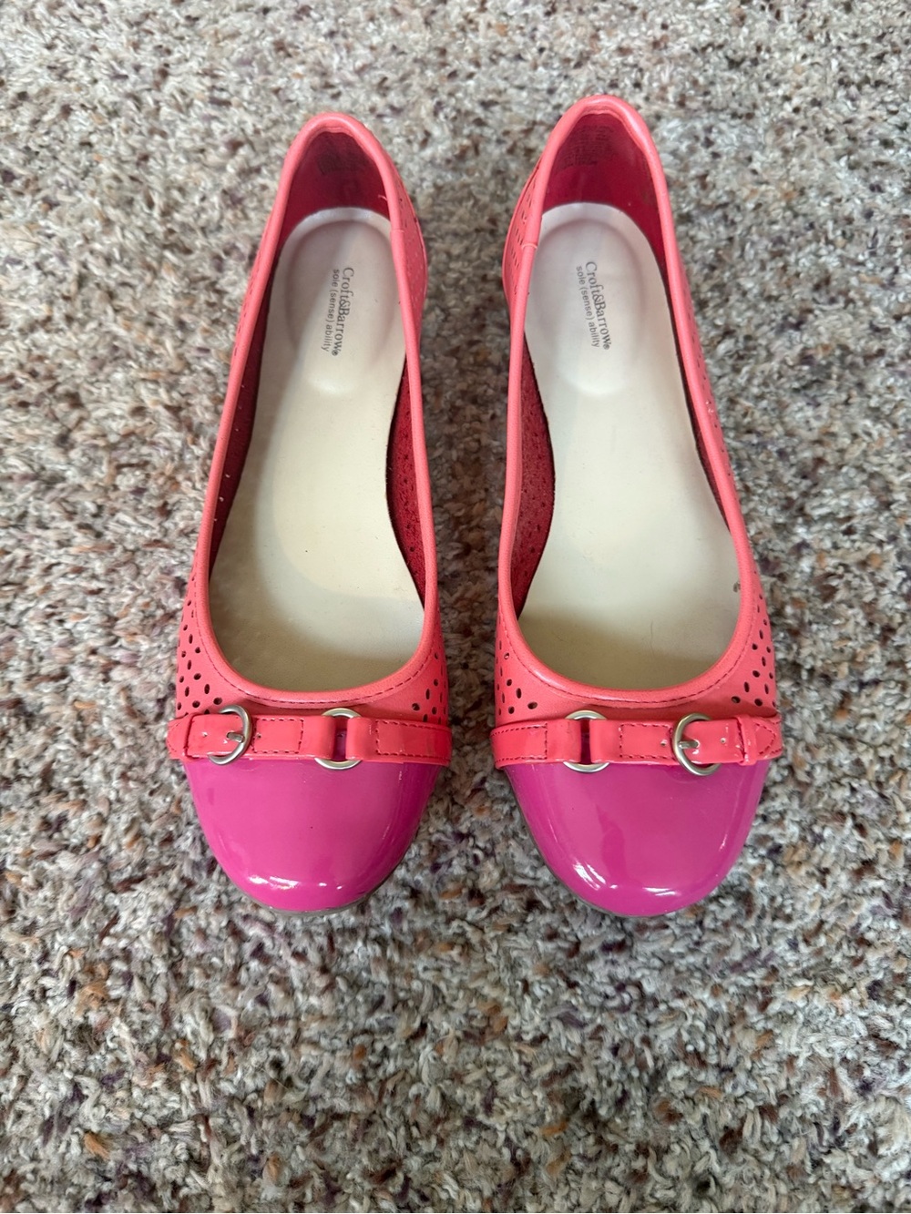 Croft and Barrow Two-Tone Pink Leather Ballet Flats